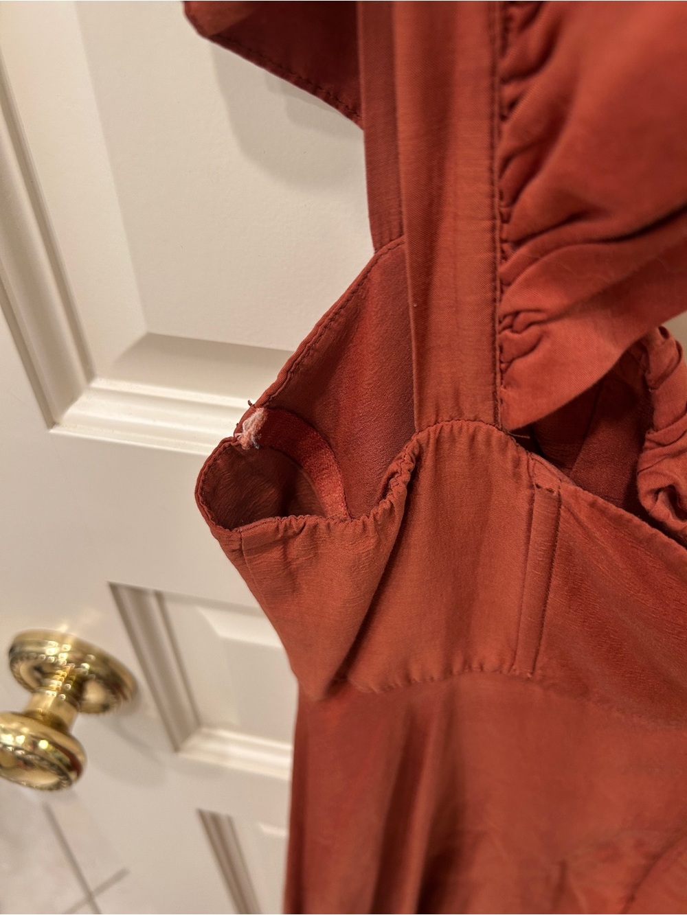 Farm Rio Ruffle Strap Maxi Dress in Rust - Picture 9 of 10